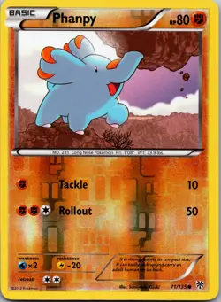 Pokemon 2012 Light Play Phanpy 71/135 Plasma Storm REVERSE Card - Image 1