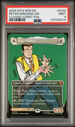 2025 MTG MARVEL'S SPIDER-MAN BORDERLESS AMAZING SPIDER-MAN/PETER PARKER PSA 9 - Image 1