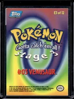 1999 Topps Pokemon the First Movie #03 Venusaur Stage 3 Evolution #E3 - Image 2