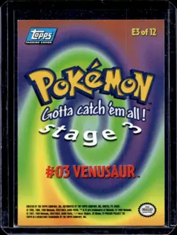 1999 Topps Pokemon the First Movie #03 Venusaur - Stage 3 Foil (Blue Logo) #E3 - Image 2