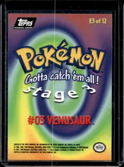 1999 Topps Pokemon the First Movie #03 Venusaur - Stage 3 Evolution #E3 - Image 2