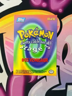1999 Topps Pokemon #E3 of 12 Venusaur (The First Movie) Evolution Blue Logo - Image 3