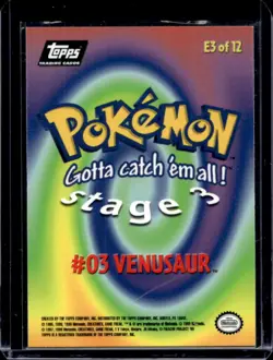 1999 Topps Pokemon the First Movie #03 Venusaur Stage 3 Evolution #E3 - Image 2