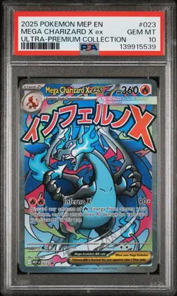 2025 POKEMON MEP EN-ME BLACK STAR PROMO #023 MEGA CHARIZARD X EX PSA 10 - Image 1
