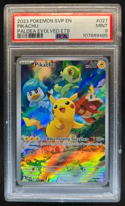 2023-25 Pokemon SV Black Star Promos SVP EN Pikachu #027 PSA 9 - Image 1