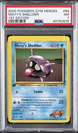 2000 POKEMON GYM HEROES 1ST EDITION #89 MISTY'S SHELLDER PSA 7 - Image 1