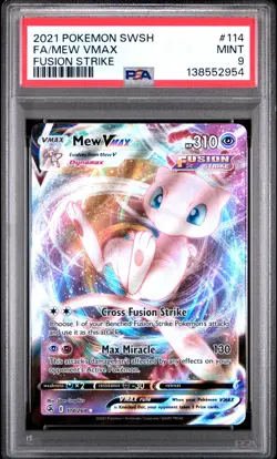 2021 POKEMON SWORD & SHIELD FUSION STRIKE #114 FULL ART/MEW VMAX PSA 9 - Image 1