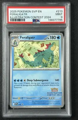 FERALIGATR PSA 9 2025 POKEMON SVP EN #213 ILLUSTRATION CONTEST 2024 MINT 7795 - Image 1