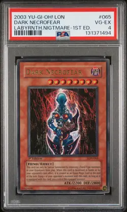 2003 YU-GI-OH! LON-LABYRINTH OF NIGHTMARE 1ST EDITION DARK NECROFEAR PSA 4 - Image 1