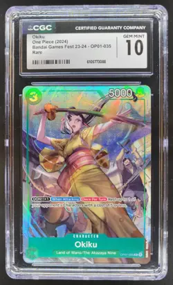2024 ONE PIECE CCG OKIKU BANDAI GAMES FEST RARE OP01-035 CGC 10 C RC7 - Image 1