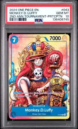 2024 ONE PIECE PROMOS 2ND ANV TOURNAMENT-PARTICIPATION MONKEY D. LUFFY PSA 10 - Image 1