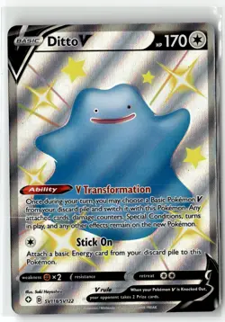 Ditto V ⭐ SV118/SV122 Holo Rare V Shining Fates Shiny Vault 2021 Pokemon NM - Image 1