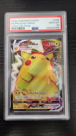 2020 POKEMON SWORD & SHIELD VIVID VOLTAGE 044/185 PIKACHU VMAX PSA 10 - Image 1