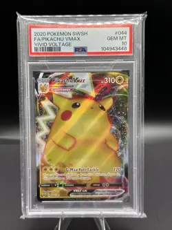 2020 POKEMON SWORD & SHIELD VIVID VOLTAGE #044/185 PIKACHU VMAX FULL ART PSA 10 - Image 1