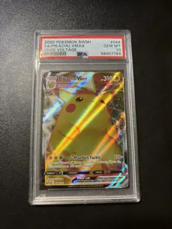 2020 POKEMON SWORD & SHIELD VIVID VOLTAGE #044/185 PIKACHU VMAX FULL ART PSA 10 - Image 1
