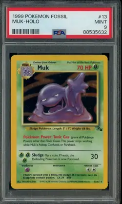 1999 Pokemon Fossil 1st Edition #13/62 Muk Holo PSA 9 MINT - Image 1