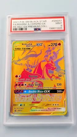 Reshiram Charizard GX Tag Team PSA 9 2021 Pokemon Sun & Moon Black Star FA 🐉 - Image 1