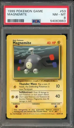 1999 Pokemon Game #53 Magnemite PSA 8 NM-MT - Image 1
