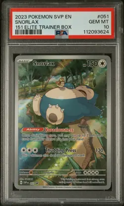 2023 POKEMON SVP EN-SV BLACK STAR PROMO 151 ELITE TRAINER BOX SNORLAX PSA 10 - Image 1