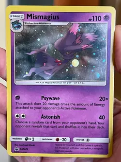 POKEMON MISMAGIUS SM222 BLACK STAR PROMO COSMOS HOLOFOIL NM CARD - Image 1