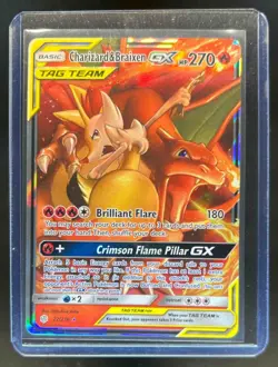 2019 Pokemon Sun & Moon Cosmic Eclipse Charizard Braixen Tag Team Holo #22/236 - Image 1