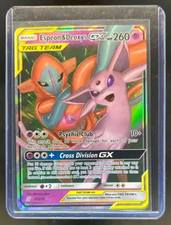 2019 Pokemon Sun & Moon Unified Minds Espeon Deoxys Tag Team Holo #72/236 - Image 1