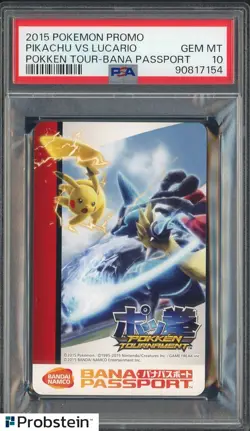 2015 Pokemon Pokken Tour-Bana Passport Pikachu vs Lucario PSA 10 GEM MINT - Image 1