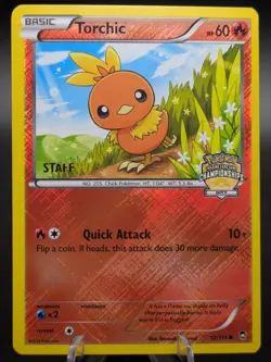 Torchic 12/111 STAFF City Championships Promo Holo Furious Fists Pokemon Card NM - Image 1
