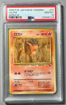 1998 Pokemon Japanese Vending Series III 3 #37 Vulpix PSA 10 Graded Card - Image 1