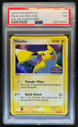 2006 Pokemon EX Holon Phantoms Pikachu Reverse Holo #78/110 PSA 7 - Image 1