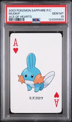 2003 POKEMON SAPPHIRE VERSION PLAYING CARDS ACE OF HEARTS MUDKIP PSA 10 - Image 1