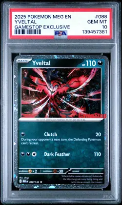 2025 POKEMON MEG EN-MEGA EVOLUTION GAMESTOP EXCLUSIVE #088 YVELTAL PSA 10 - Image 1