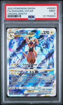 2023 POKEMON SWORD & SHIELD CROWN ZENITH #GG43 FULL ART/ZERAORA VSTAR PSA 9 - Image 1