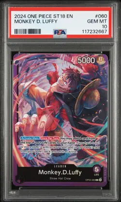 ONE PIECE TCG: Monkey.D.Luffy ST18 OP05-060 Leader PURPLE Starter Deck PSA 10 - Image 1