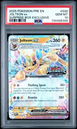 Pokemon 2025 Prismatic Evolutions Surprise Box Jolteon ex 030/131 Stamped PSA 10 - Image 1