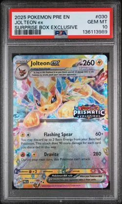 Pokemon 2025 Prismatic Evolutions Surprise Box Jolteon ex 030/131 Stamped PSA 10 - Image 1