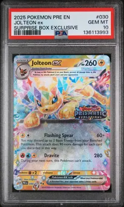 Pokemon 2025 Prismatic Evolutions Surprise Box Jolteon ex 030/131 Stamped PSA 10 - Image 1