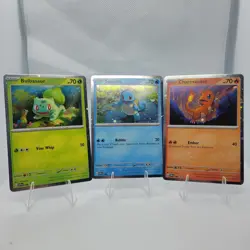 Pokemon 151 Promo Starter Cards Charmander, Squirtle, Bulbasaur Cosmos Holo NM - Image 1