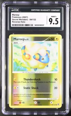 CGC 9.5 MINT+ Pokemon Mareep Card 94/132 Secret Wonders Reverse Holo 2007 - Image 1