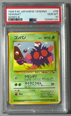 1998 Pokemon Japanese Vending Series III 3 #48 Venonat PSA 10 Graded Card - Image 1
