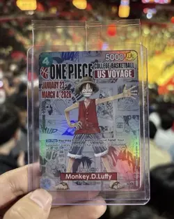 One Piece Monkey D. Luffy US Voyage College Basketball Promo Card SEALED - Image 1