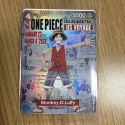 RARE One Piece Monkey D. Luffy US Voyage College Basketball Promo Card SEALED - Image 1