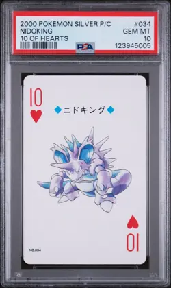 2000 POKEMON SILVER VERSION PLAYING CARDS 10 OF HEARTS #034 NIDOKING PSA 10 - Image 1