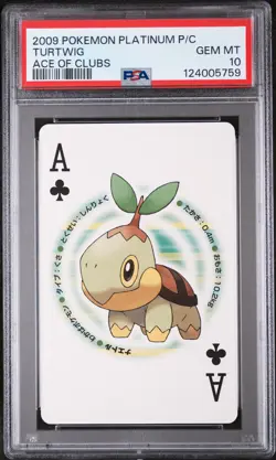 2009 POKEMON PLATINUM VERSION PLAYING CARDS ACE OF CLUBS TURTWIG PSA 10 - Image 1