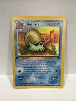 Pokemon TCG Omanyte Card 52/62 Fossil, 1st Edition, Regular - Image 1