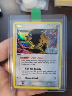 POKEMON Tauros 12/100 Holo EX Crystal Guardians Stamped Golden lettering Holo - Image 1