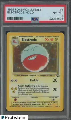1999 Pokemon Jungle #2 Electrode Holo PSA 8 NM-MT - Image 1