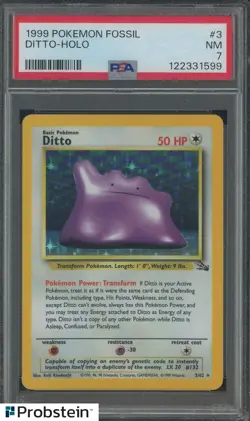 1999 Pokemon Fossil #3 Ditto Holo PSA 7 NM - Image 1
