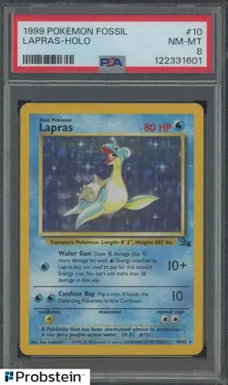 1999 Pokemon Fossil #10 Lapras Holo PSA 8 NM-Mt - Image 1