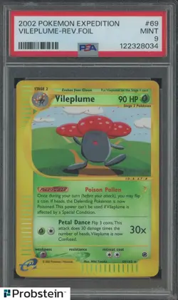 2002 Pokemon Expedition #69 Vileplume Reverse Foil PSA 9 MINT - Image 1